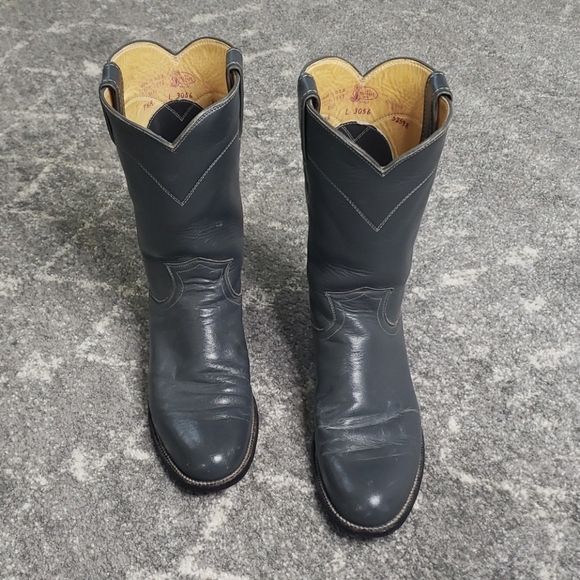 Justin Boots Women's Gray Leather Boots - Picture 3 of 7